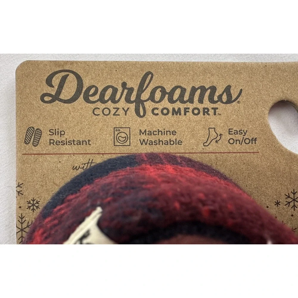 Brand New  Dearfoams Baby Infant BEAR MEMORY FOAM PLAID SLIPPERS Size‎ 1/2